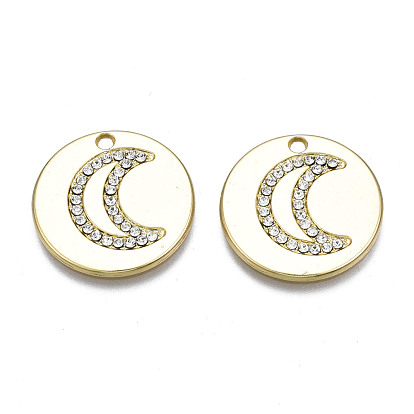 Alloy Pendants, with Crystal Rhinestone, Cadmium Free & Nickel Free & Lead Free, Flat Round