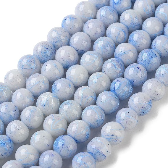 Drawbench Glass Round Beads, Spray Painted Style