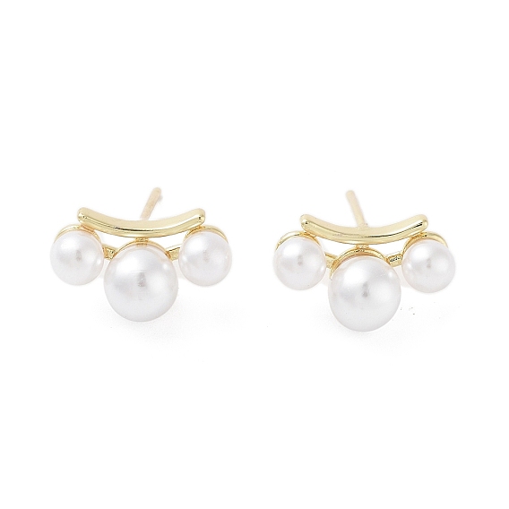 Латунная серьга-гвоздик с покрытием стойки, с пластиковой имитационной жемчужиной, без кадмия и без свинца, долговечный