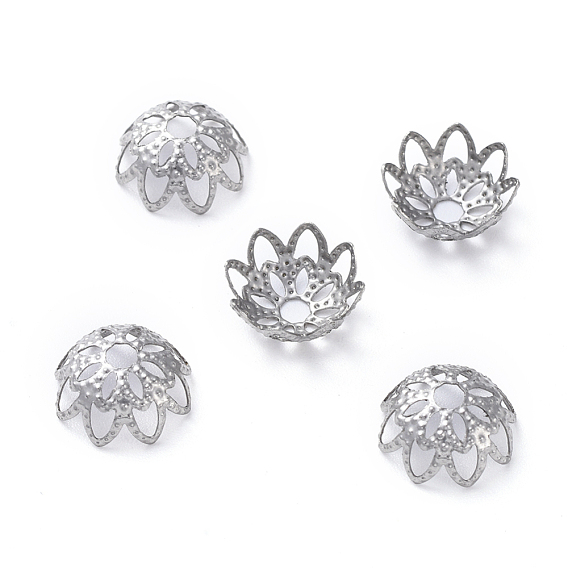 Multi-Petal 304 Stainless Steel Fancy Bead Caps, Flower