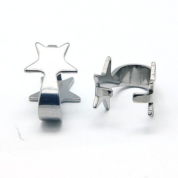 304 Stainless Steel Snap on Bails, 15.5x11mm, Pin: 2x1mm
