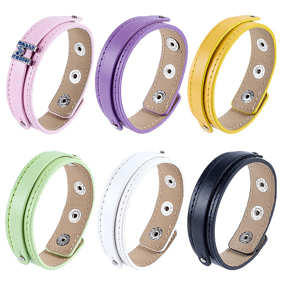 6шт. 6 браслеты из искусственной кожи разных цветов, браслеты с защелкой для женщин и мужчин