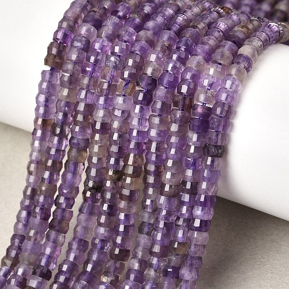 Природный аметист нитей бисера, рондель, граненые