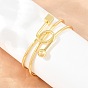 Bracelets manchettes ouvertes en laiton avec nœud pour femmes, sans plomb et sans cadmium, plaqué longue durée, crémaillère plaquage