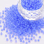8/0 Transparent Glass Seed Beads, Round Hole, Frosted Inside Colours, Round