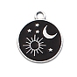 Alloy Enamel Pendants, Platinum, Butterfly with Skull & Coffin with Cross & Book & Flat Round with Moon/Star/Sun Charm