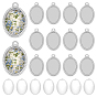 DIY Pendant Kits, including 304 Stainless Steel Pendant Cabochon Settings, Oval, Glass Cabochons