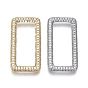 Brass Micro Pave Cubic Zirconia Linking Rings, Rectangle, Nickel Free