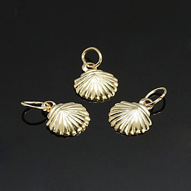 Yellow Gold Filled Filled Pendants, 1/20 14K Gold Filled, Shell, 9x8x1mm, Hole: 4x3mm