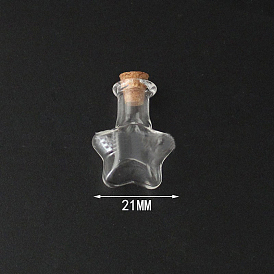 Mini High Borosilicate Glass Bottle Bead Containers, Wishing Bottle, with Cork Stopper, Star