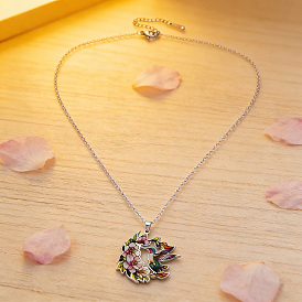 304 Подвески из нержавеющей стали с эмалью в виде цветка и птицы