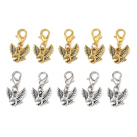 40 pcs 2 couleurs décorations de pendentif en alliage, avec alliage de zinc homard fermoirs pince, aigle