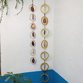 Irrégulière 7 chakra agate naturelle puces carillon à vent en bois pendentif décoration
