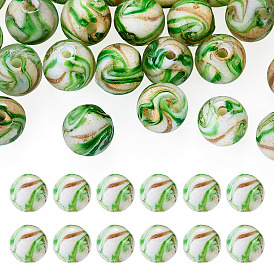 30шт. бусины ручной работы из золотого песка в технике лэмпворк, круглые