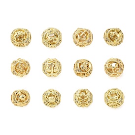 Латунные микро проложить кубического циркония бусы, двенадцать созвездий, реальный 18 k позолоченный