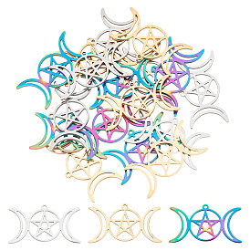 18 шт. 3 цвета 201 подвески из нержавеющей стали с ионным покрытием (IP), Радуга цветов, звезда и луна