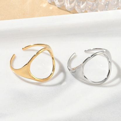 304 Stainless Steel Cuff Open Rings, Round, Hollow