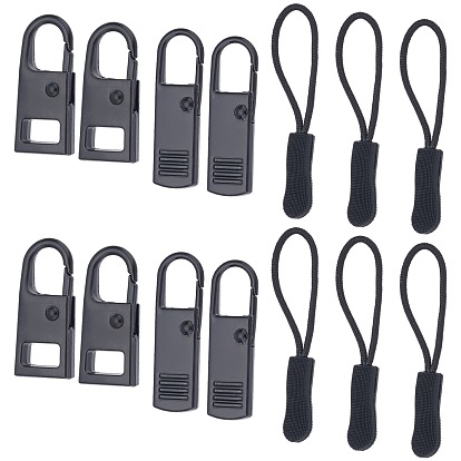 3 Style Zipper Slider, with Plastic Zipper Puller With Strap, for Garment Accessories
