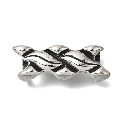 304 из нержавеющей стали слайд прелести, для изготовления кожаных браслетов, прямоугольник с витым