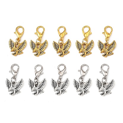 40 pcs 2 couleurs décorations de pendentif en alliage, avec alliage de zinc homard fermoirs pince, aigle