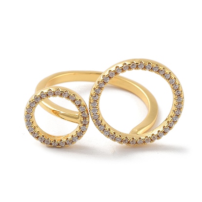 Brass with Cubic Zirconia Open Cuff Rings