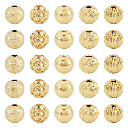 40 шт. 5 стили латунные бусины-проставки, без кадмия, без никеля и без свинца, круглые