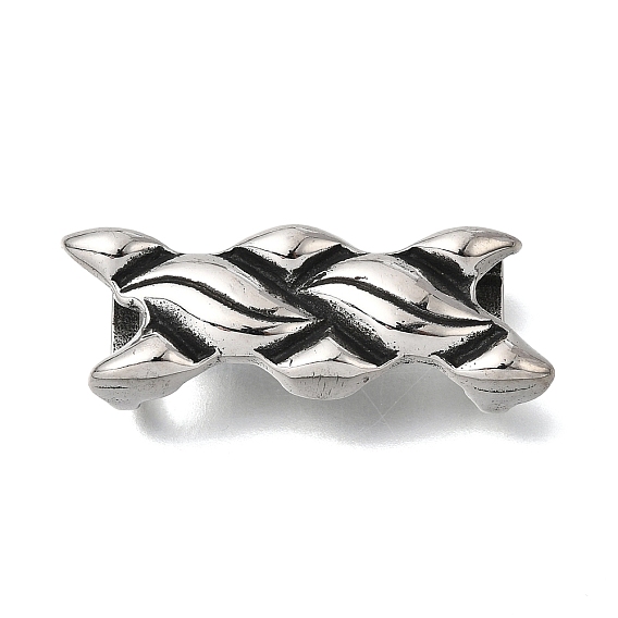 304 из нержавеющей стали слайд прелести, для изготовления кожаных браслетов, прямоугольник с витым