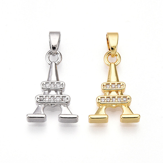 Латунные микро проложить кубического циркония подвески, без кадмия и без свинца, эйфелева башня c хармс