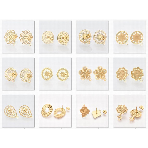 304 Stainless Steel Stud Earring Findings, with Ear Nuts/Earring Backs
