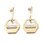 304 Stainless Steel Dangle Stud Earrings, with Polymer Clay Crystal Rhinestone and Ear Nuts, Hexagon