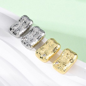 Прямоугольные серьги-гвоздики из латуни с микропаве и цирконием, без свинца и без кадмия, долговечный, стойки покрытие