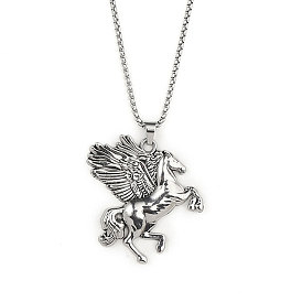 201 Stainless Steel Chain,  Zinc Alloy Pendant Necklaces, Pegasus