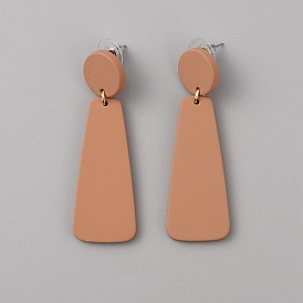 Aretes colgantes de geometría acrílica para mujer., anillo de la aleación, pin de acero inoxidable