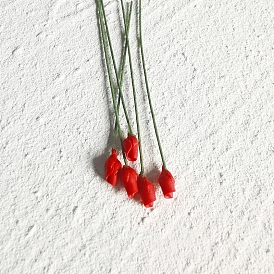 Resin Simulation Rose Model with Iron Wire, Micro Landscape Dollhouse Decoration, Pretending Prop Accessories