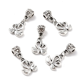 Tibetan Style Alloy European Dangle Charms, Large Hole Pendants, Swan