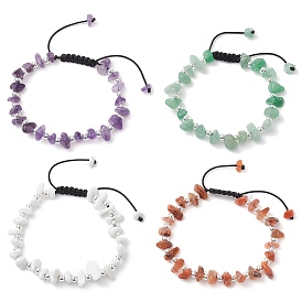 Gemstone Braided Bead Bracelets for Women, with Polyester Cords