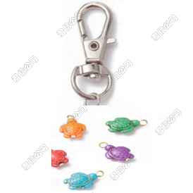 50pcs 5 couleurs tortue synthétique turquoise pendentif décorations, fermoirs alliage pivotantes