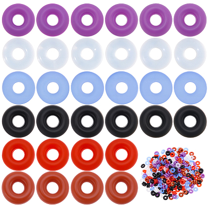 450Pcs 6 Colors Rubber O Rings, Donut Spacer Beads, Fit European Clip Beads