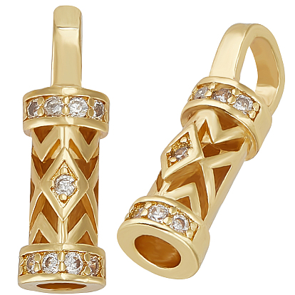 10шт. латунный микро-паве кубический цирконий конец шнура, долговечный