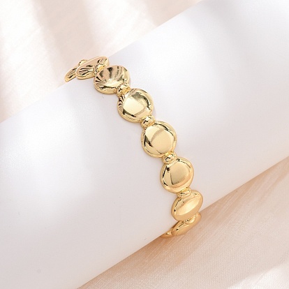 Латунь манжеты браслеты для женщин, плоско-круглые, долговечный, стойки покрытие, без кадмия и без свинца