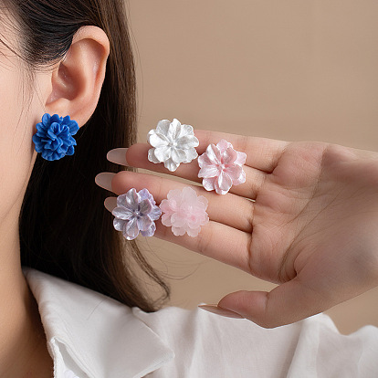 Серьги-гвоздики из смолы ко Дню святого Валентина, цветок, с 925 фурнитурой для сережек из стерлингового серебра