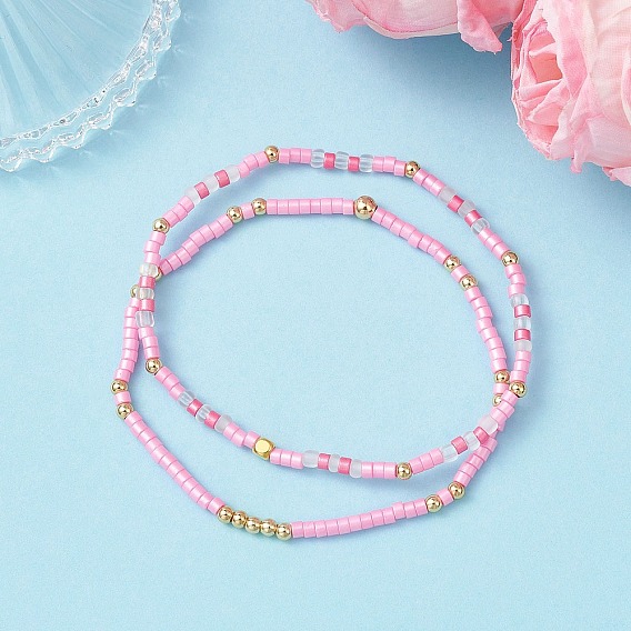 2 Набор эластичных браслетов из стеклянного бисера для женщин