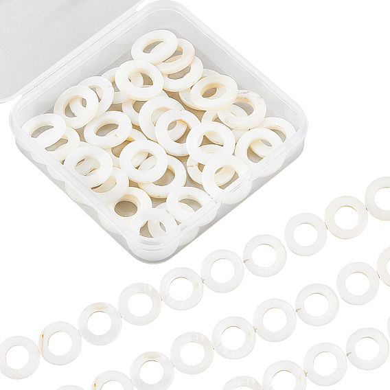 2 нити из натуральных пресноводных бусин из ракушек, пончик