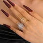 Hollow Brass Micro Pave Clear Cubic Zirconia Wide Band Rings