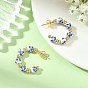 Brass Stud Earrings for Women, Handmade Porcelain Beads Stud Earrings, Half Hoop Earrings