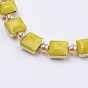 Opaque Glass Beads Strands, with Brass Findings, Faceted, Square