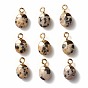 Electroplate Gemstone Charms, with Iron Findings, Faceted, Oval, Golden