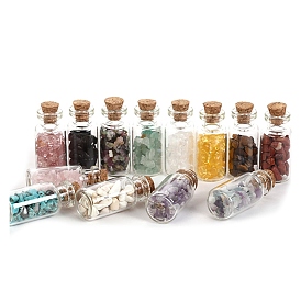Natural Gemstone Display Decorations, with Glass Bottle, Home Decoration