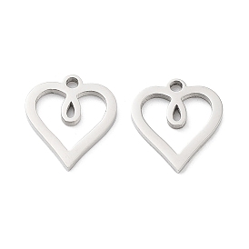 316 Surgical Stainless Steel Charms, Manual Polishing, Heart Charms