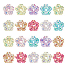 50 шт. непрозрачные акриловые бусины с УФ-покрытием, радужный, 5-лепестков цветка